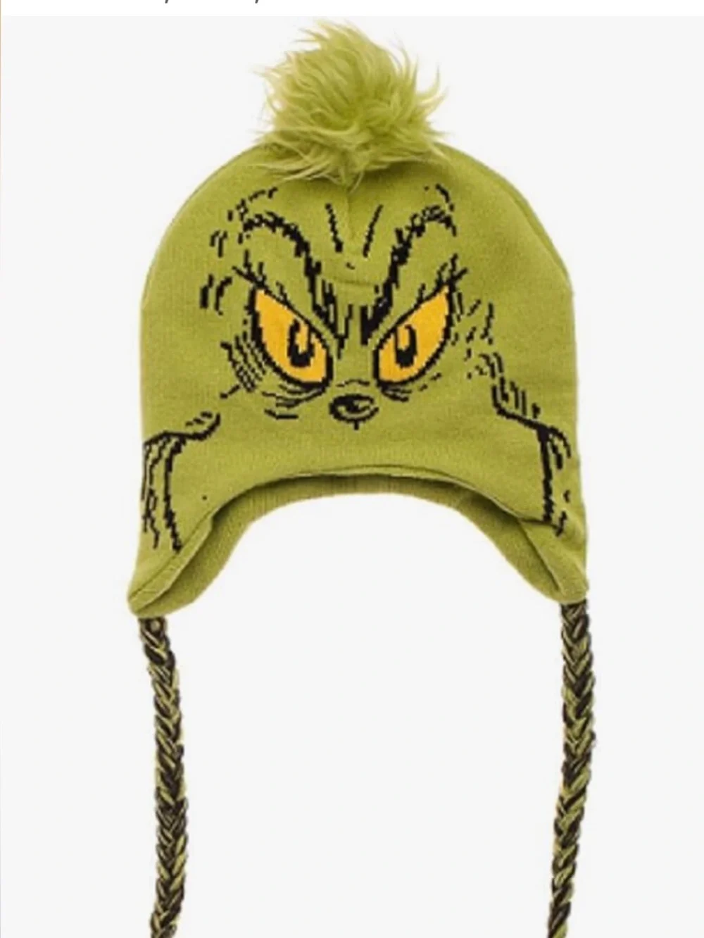 Dr. Seuss Grinch Green Knit Pom-Pom Earflap Hat